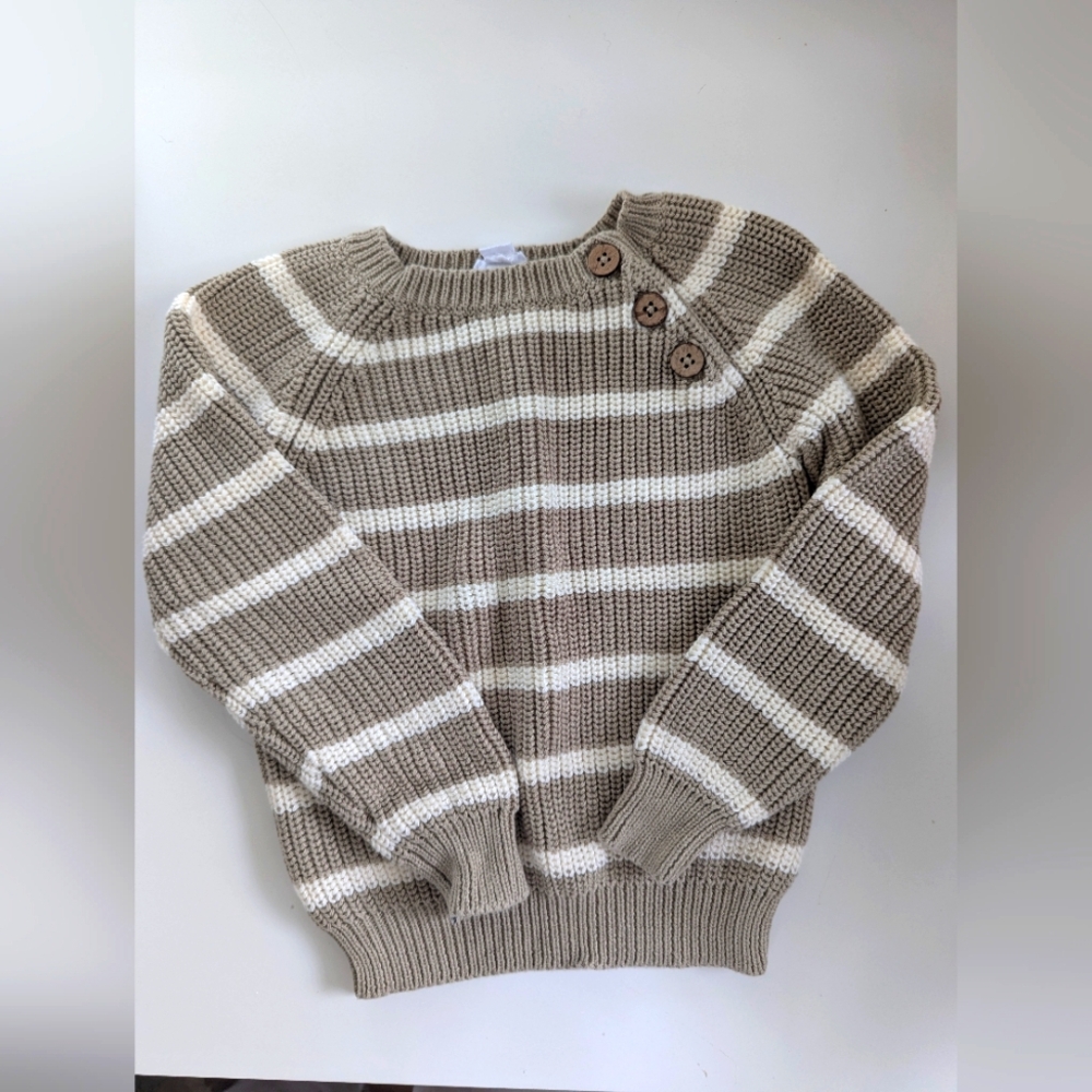 Jamie Kay Taupe and Cream Striped Sweater
